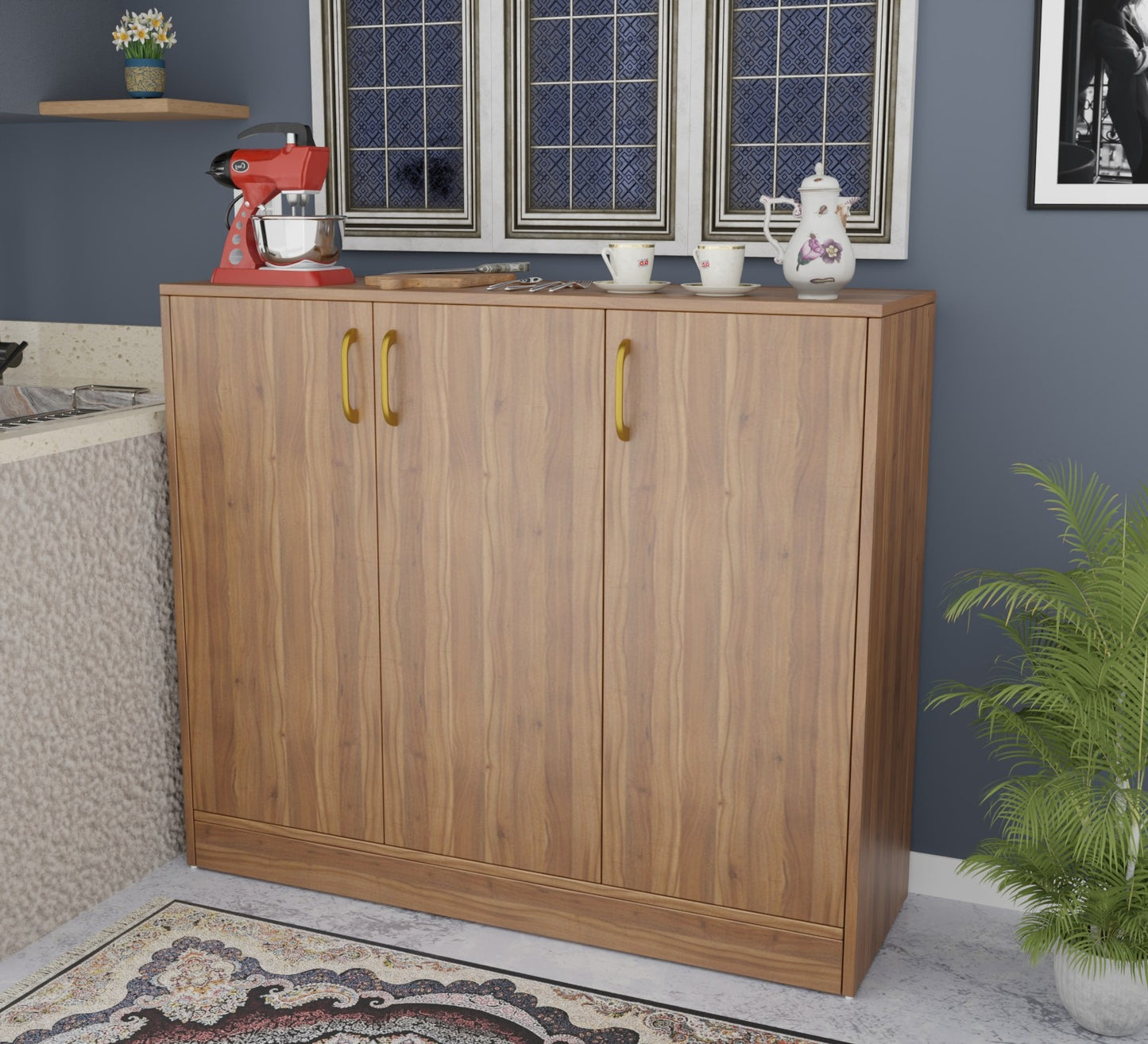 Spydercraft Accent Modern Storage Cabinet with Matte Finish and Premium Metal Handles