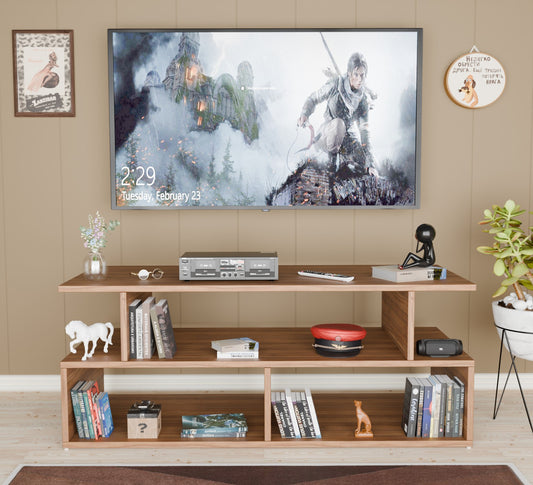 Spyder Craft Iris Matte Finish TV Entertainment Unit, Tv Stand | Decore Living Room Engineered Wood TV Entertainment with Books Storage & Decor Display Unit (Finish Color - Noce Lyon, DIY(Do-It-Yourself))