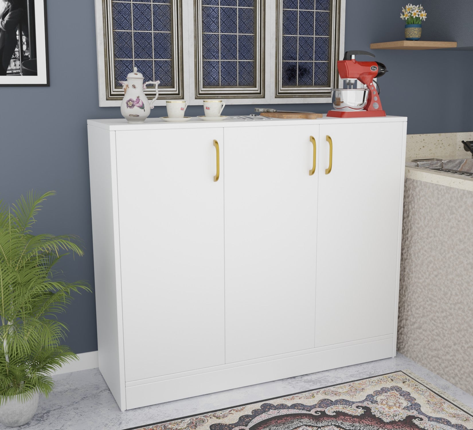 Spydercraft Accent Modern Storage Cabinet with Matte Finish and Premium Metal Handles