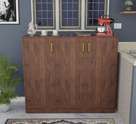 Spydercraft Accent Modern Storage Cabinet with Matte Finish and Premium Metal Handles| Color: Columbian Walnut| Multipurpose Cabinet