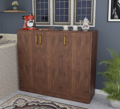 Spydercraft Accent Modern Storage Cabinet with Matte Finish and Premium Metal Handles| Color: Columbian Walnut| Multipurpose Cabinet
