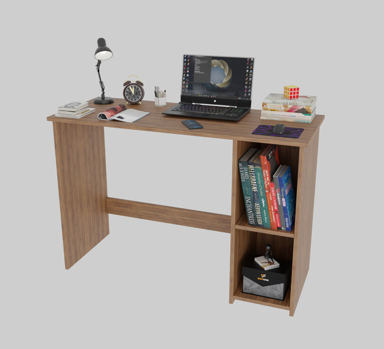 Spydercraft Orchid Study Table | Modern Study & Office Desk with Open Storage Shelves | Engineered Wood Writing Table for Home & Office | Noce Lyon Finish