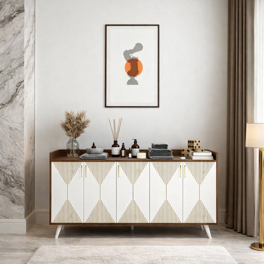 Spydercraft Matte Finish Meko Console Table| Modern Noce Lyon & White Console Table – Stylish Storage Cabinet for Living Room & Entryway| Do-It-Yourself Product