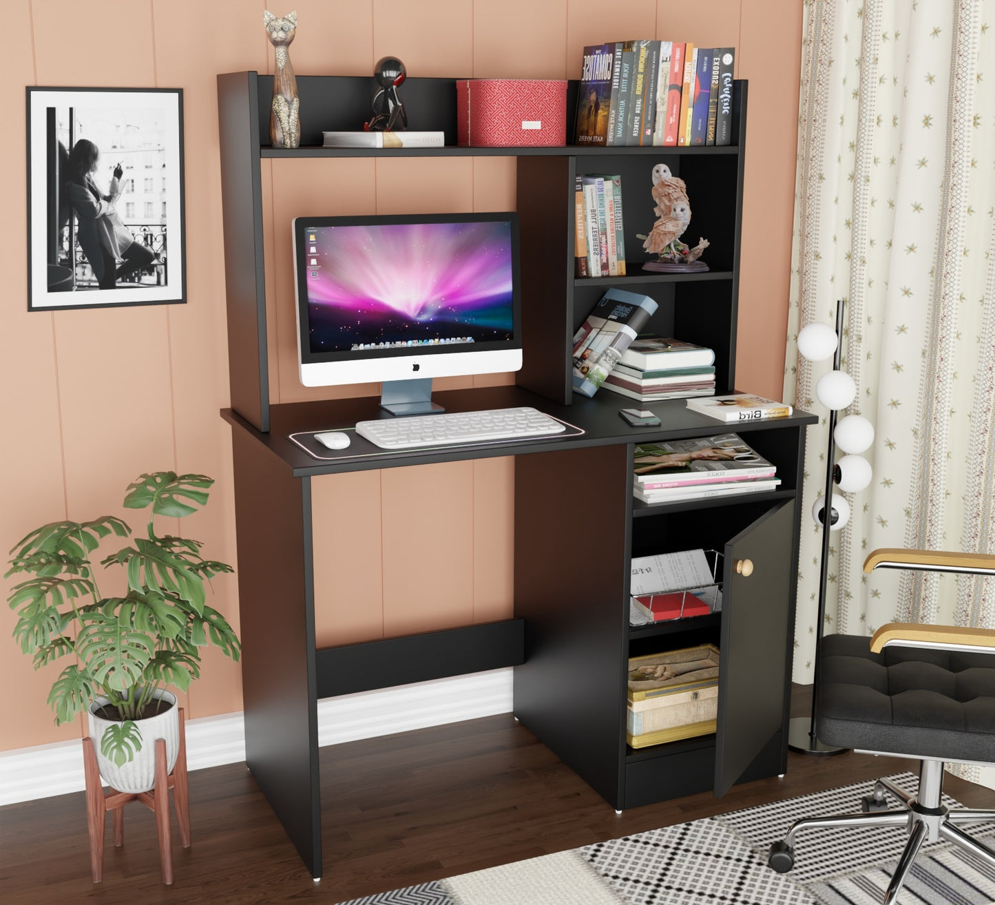 SPYDER CRAFT Portable Work from Home Study Desk Engineered Wood Office Table Engineered Wood Multipurpose Table (Free Standing, Finish Color - Black, DIY(Do-It-Yourself))