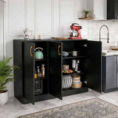 Spydercraft Accent Modern Storage Cabinet with Matte Finish and Premium Metal Handles| Color: Black | Multipurpose cabinet