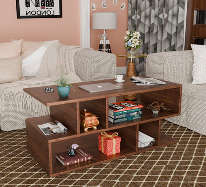 SPYDER CRAFT Zig Zag Multipurpose Coffee Table, Nesting Center Table, Round Leisure Table, Suitable for Bedside/Hallway/Living Room (Finish Color - Columbian walnut, DIY(Do-It-Yourself))