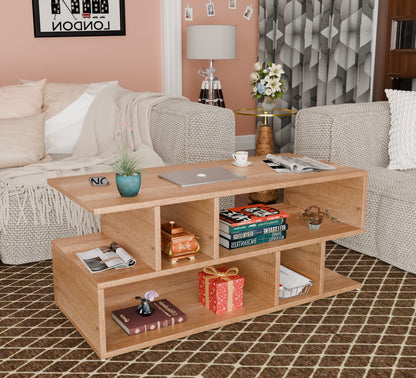 SPYDER CRAFT Zig Zag Multipurpose Coffee Table, Nesting Center Table, Round Leisure Table, Suitable for Bedside/Hallway/Living Room (Finish Color - Canyon Oak, DIY(Do-It-Yourself))