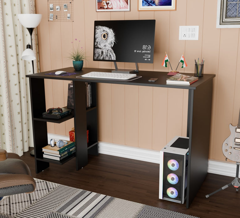 Spydercraft Modern Study Table with Storage Shelves | Minimalist Computer Desk for Home & Office