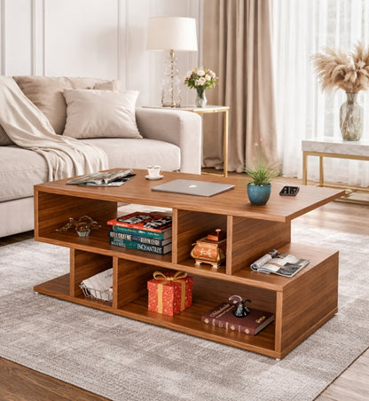 SPYDER CRAFT Zig Zag Multipurpose Coffee Table, Nesting Center Table, Round Leisure Table, Suitable for Bedside/Hallway/Living Room (Finish Color - Noce Lyon, DIY(Do-It-Yourself))