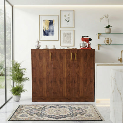 Spydercraft Accent Modern Storage Cabinet with Matte Finish and Premium Metal Handles| Color: Columbian Walnut| Multipurpose Cabinet