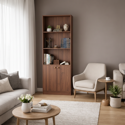 Spydercraft Multipurpose Columbian Walnut Contemporary Storage Cabinet & Display Shelf