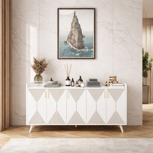 Spydercraft Matte Finish Meko Console Table| Modern White Console Table – Stylish Storage Cabinet for Living Room & Entryway| Do-It-Yourself Product