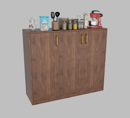 Spydercraft Accent Modern Storage Cabinet with Matte Finish and Premium Metal Handles| Color: Columbian Walnut| Multipurpose Cabinet
