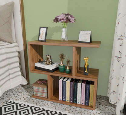 Spydercraft Zig Zag Bedside Table in Noce Lyon Finish | Modern Wooden Nightstand with Open Shelves | Engineered Wood Side Table