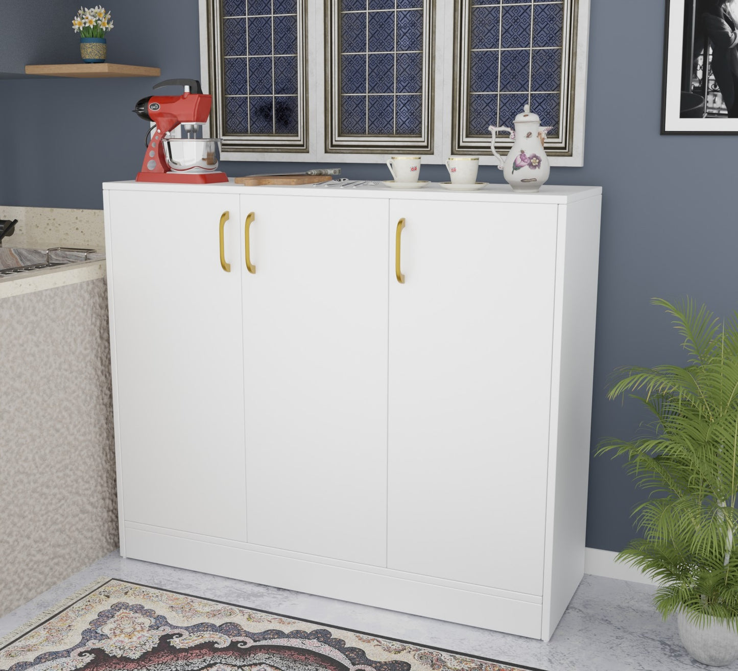 Spydercraft Accent Modern Storage Cabinet with Matte Finish and Premium Metal Handles