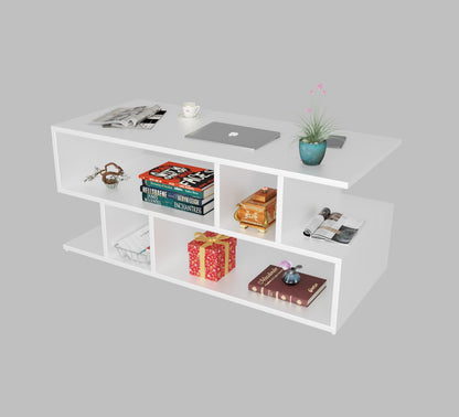 SPYDER CRAFT Zig Zag Multipurpose Coffee Table, Nesting Center Table, Round Leisure Table, Suitable for Bedside/Hallway/Living Room (Finish Color - White, DIY(Do-It-Yourself))