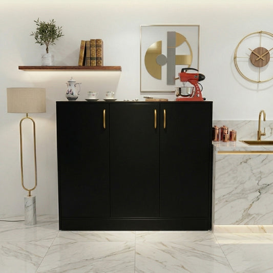 Spydercraft Accent Modern Storage Cabinet with Matte Finish and Premium Metal Handles| Color: Black | Multipurpose cabinet