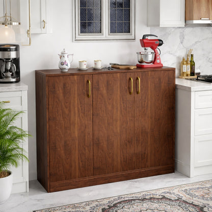 Spydercraft Accent Modern Storage Cabinet with Matte Finish and Premium Metal Handles| Color: Columbian Walnut| Multipurpose Cabinet