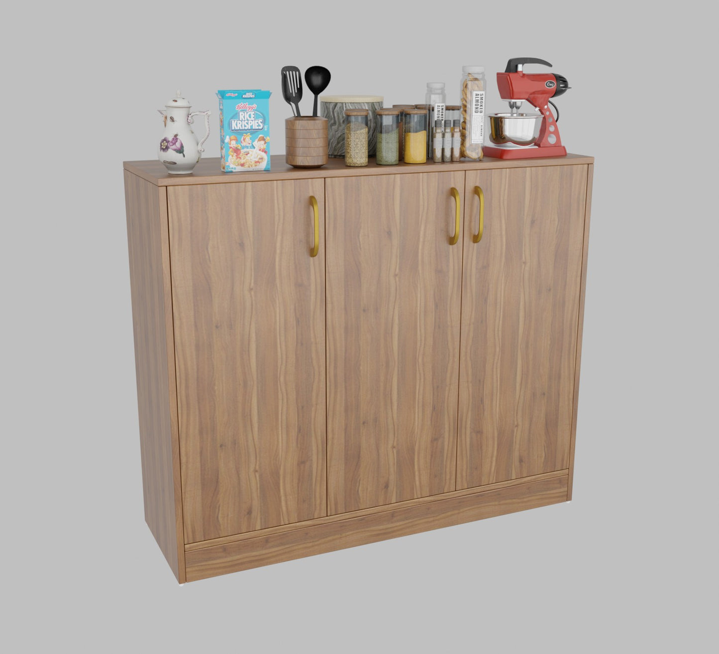 Spydercraft Accent Modern Storage Cabinet with Matte Finish and Premium Metal Handles