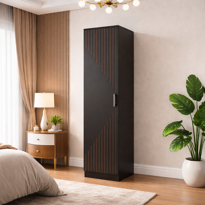Spydercraft Single Door Fraser Wardrobe | Sleek Matte Finish | Space-Saving Storage Unit (180 cm Height)| Color: Black