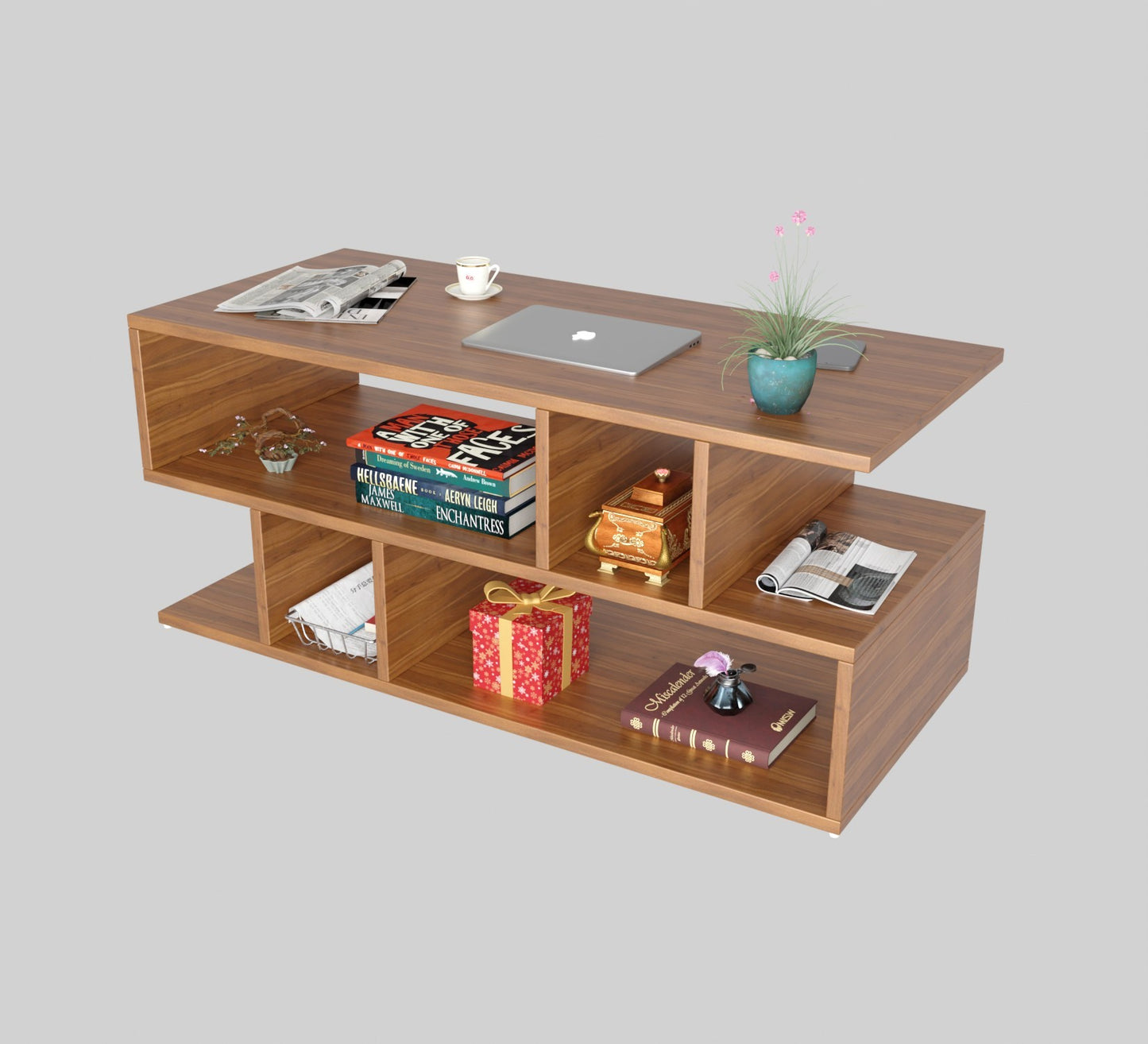 SPYDER CRAFT Zig Zag Multipurpose Coffee Table, Nesting Center Table, Round Leisure Table, Suitable for Bedside/Hallway/Living Room (Finish Color - Noce Lyon, DIY(Do-It-Yourself))