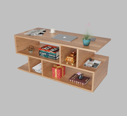 SPYDER CRAFT Zig Zag Multipurpose Coffee Table, Nesting Center Table, Round Leisure Table, Suitable for Bedside/Hallway/Living Room (Finish Color - Canyon Oak, DIY(Do-It-Yourself))