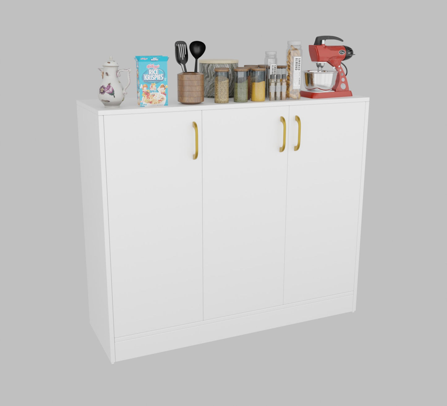 Spydercraft Accent Modern Storage Cabinet with Matte Finish and Premium Metal Handles