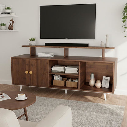 Spydercraft Modern Marbay TV Unit with Storage & Display Shelf – Space-Saving Entertainment Console in Black & White Finish