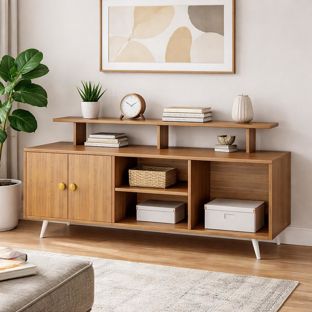 Spydercraft Modern Marbay TV Unit with Storage & Display Shelf – Space-Saving Entertainment Console in Noce Lyon Finish