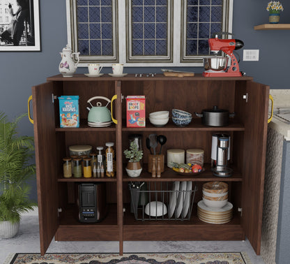 Spydercraft Accent Modern Storage Cabinet with Matte Finish and Premium Metal Handles| Color: Columbian Walnut| Multipurpose Cabinet