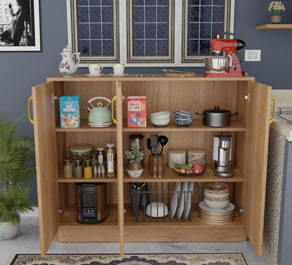 Spydercraft Accent Modern Storage Cabinet with Matte Finish and Premium Metal Handles| Color: Canyon Oak| Multipurpose Cabinet