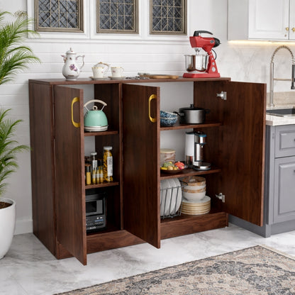 Spydercraft Accent Modern Storage Cabinet with Matte Finish and Premium Metal Handles| Color: Columbian Walnut| Multipurpose Cabinet