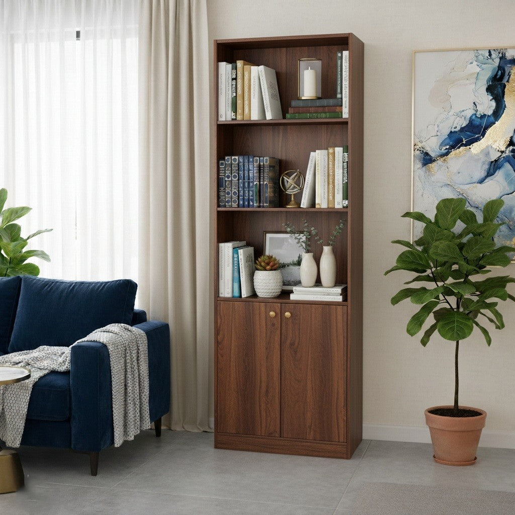 Spydercraft Multipurpose Columbian Walnut Contemporary Storage Cabinet & Display Shelf