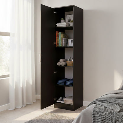 Spydercraft Single Door Fraser Wardrobe | Sleek Matte Finish | Space-Saving Storage Unit (180 cm Height)| Color: Black