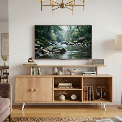 Spydercraft Modern Marbay TV Unit with Storage & Display Shelf – Space-Saving Entertainment Console in Canyon Oak Finish