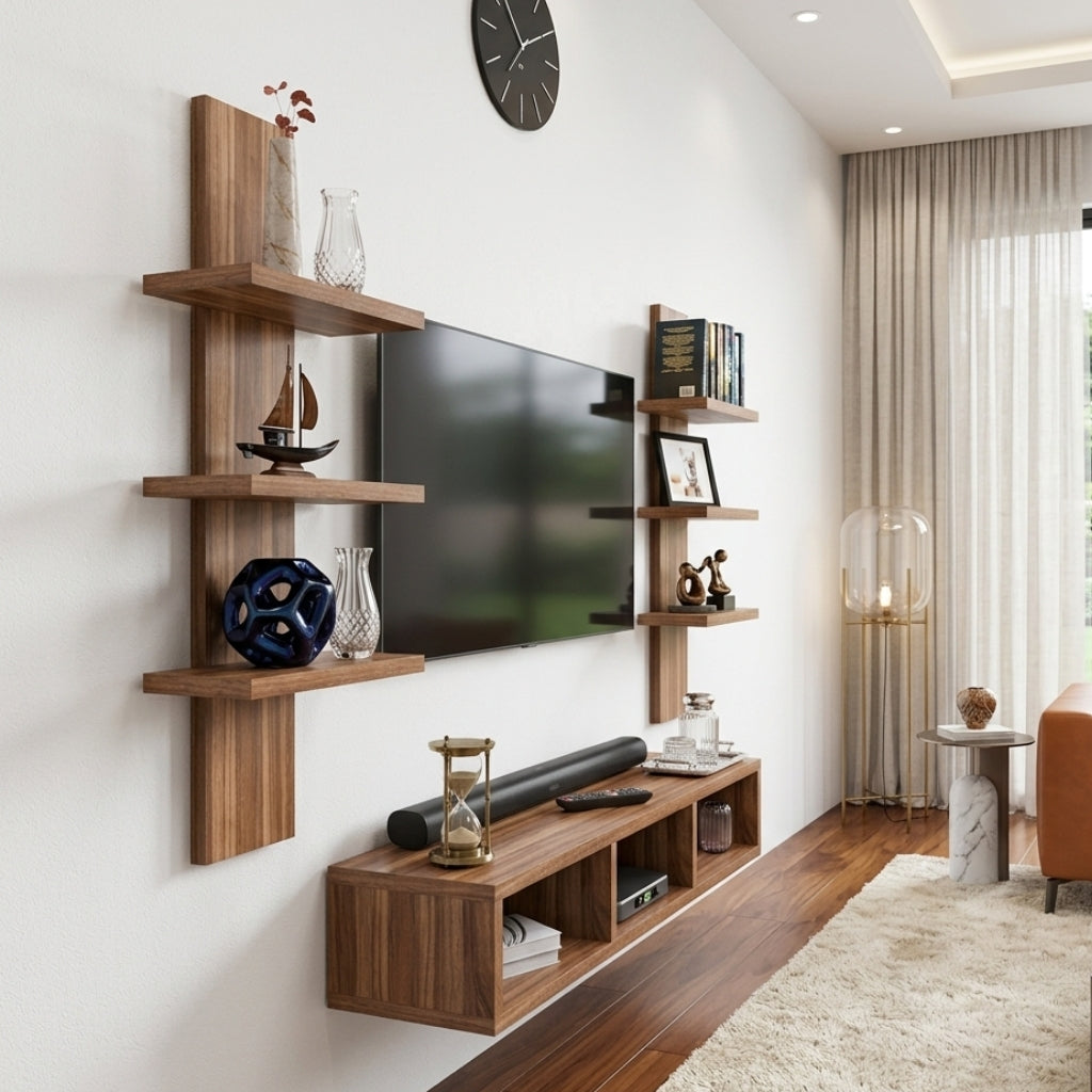 Spydercraft Matte FInish SP04 TV Unit| Color: Noce Lyon| Do- It- Yourself Product
