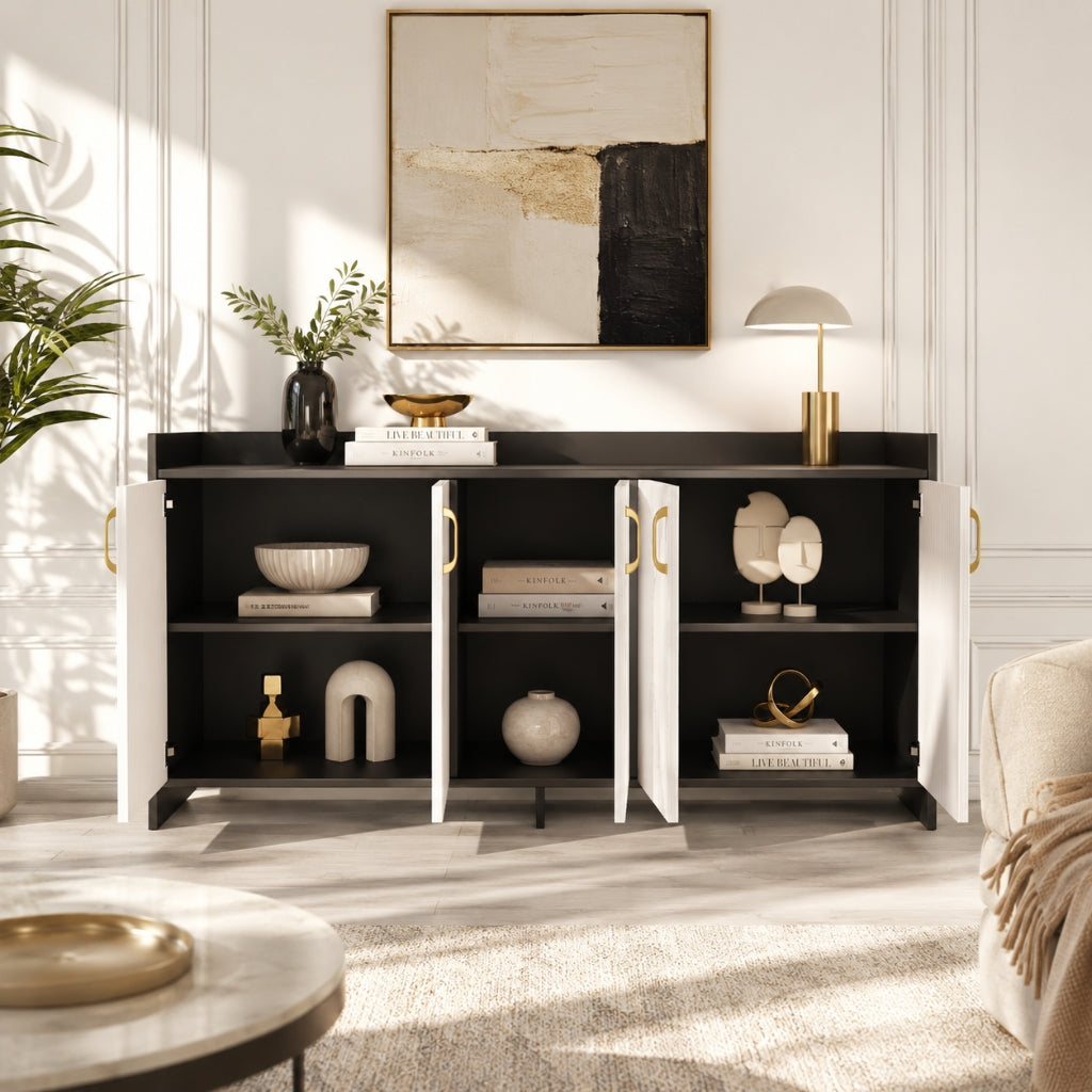 Spydercraft Matte Finish Meko Console Table| Modern Black & White Console Table – Stylish Storage Cabinet for Living Room & Entryway| Do-It-Yourself Product