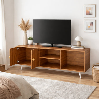 Spydercraft Modern Marbay TV Unit with Storage & Display Shelf – Space-Saving Entertainment Console in Noce Lyon Finish