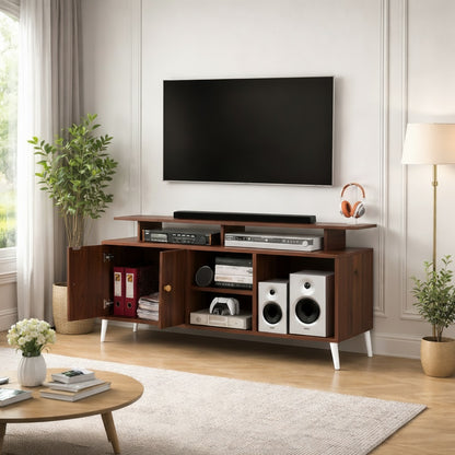 Spydercraft Modern Marbay TV Unit with Storage & Display Shelf – Space-Saving Entertainment Console in Black & White Finish