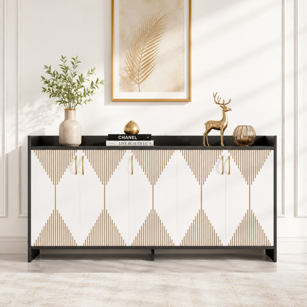 Spydercraft Matte Finish Meko Console Table| Modern Black & White Console Table – Stylish Storage Cabinet for Living Room & Entryway| Do-It-Yourself Product