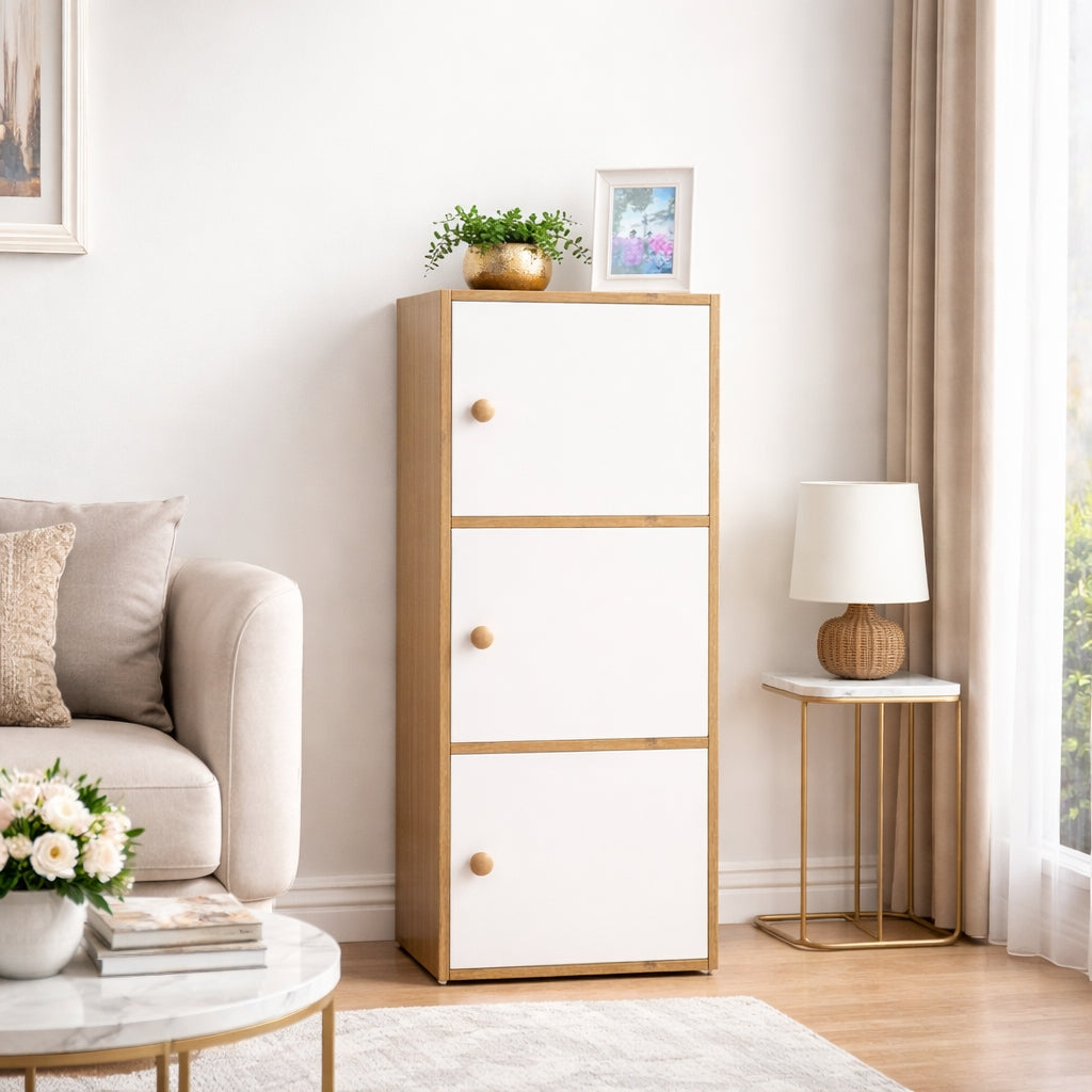 3-Tier Multipurpose Storage Cabinet – Compact Vertical Organizer for Home & Kitchen