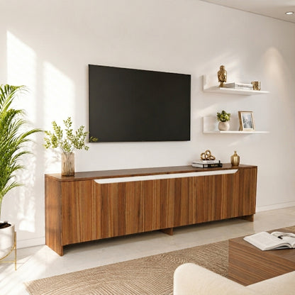 Spydercraft Modern Walnut TV Cabinet with Storage & Floating Shelves | 180 cm Entertainment Unit