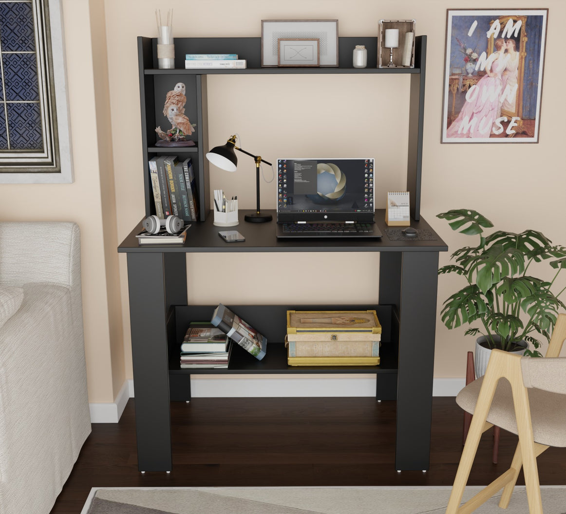 SPYDER CRAFT Portable Work from Home Study Desk Engineered Wood Office Table Engineered Wood Multipurpose Table (Free Standing, Finish Color - Black, DIY(Do-It-Yourself))