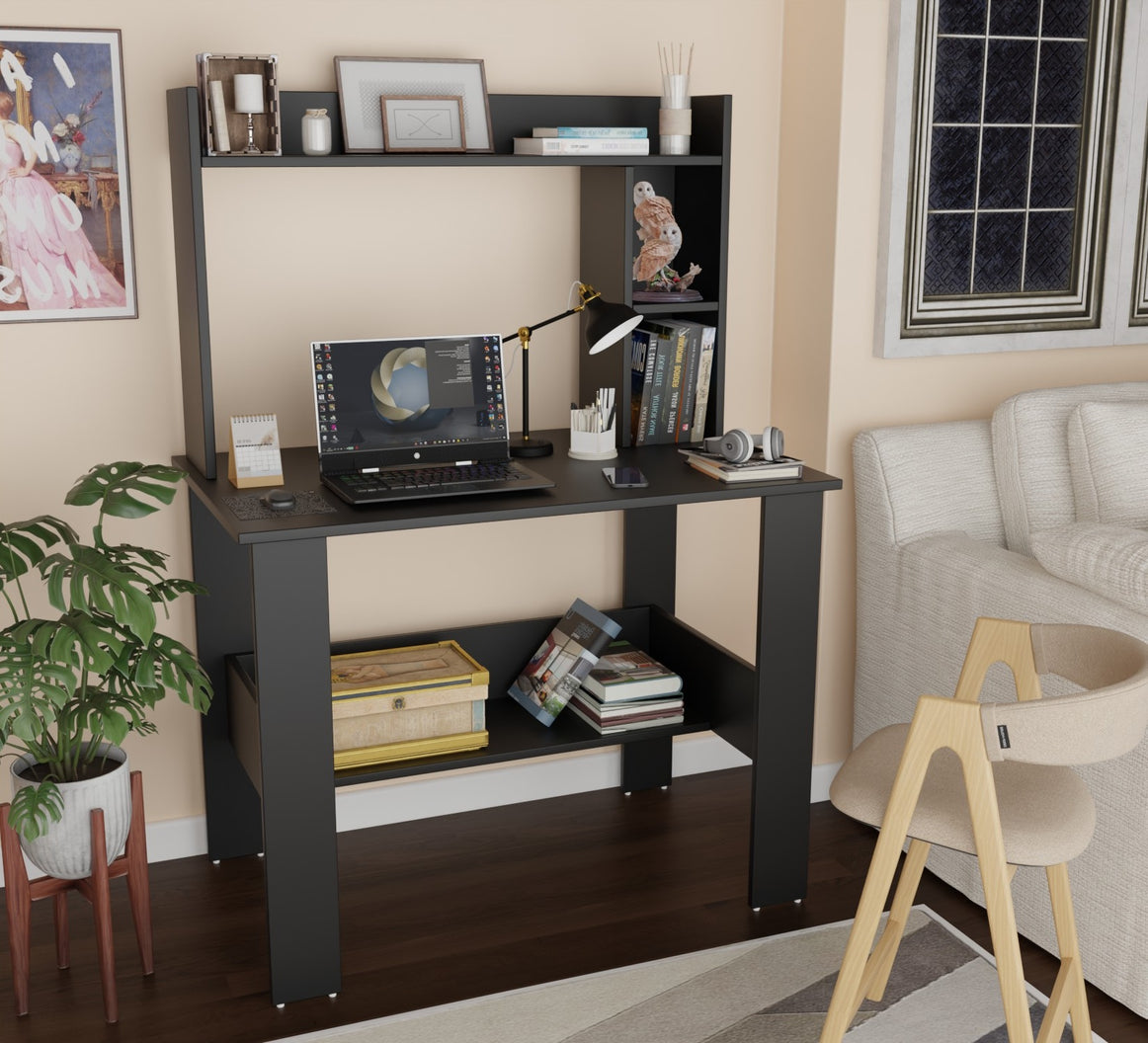 SPYDER CRAFT Portable Work from Home Study Desk Engineered Wood Office Table Engineered Wood Multipurpose Table (Free Standing, Finish Color - Black, DIY(Do-It-Yourself))