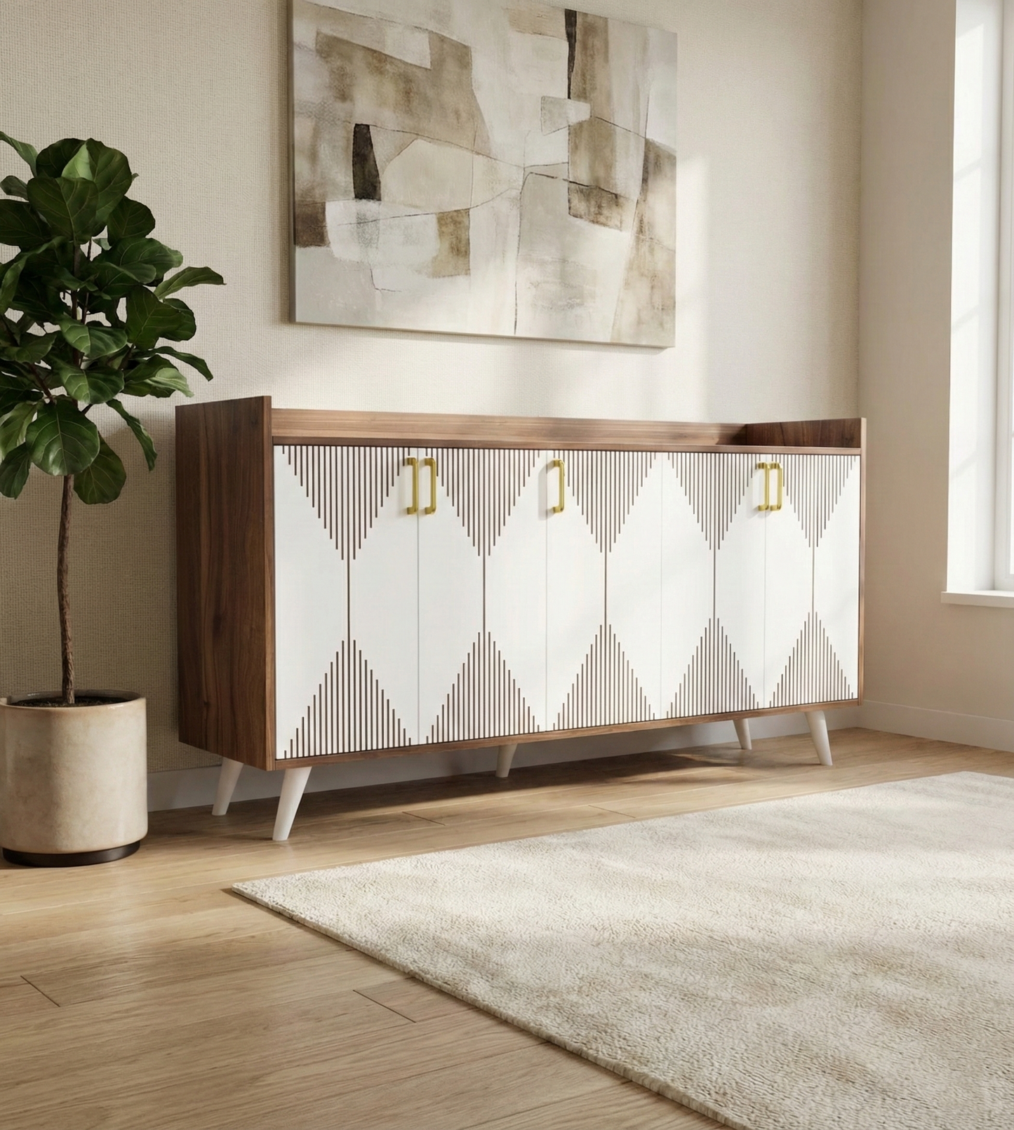 Spydercraft Matte Finish Meko Console Table| Modern Noce Lyon & White Console Table – Stylish Storage Cabinet for Living Room & Entryway| Do-It-Yourself Product