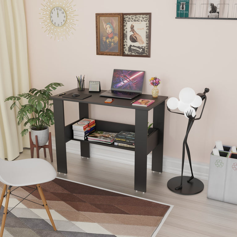 SPYDER CRAFT Genesis Engineered Wood Study Table with Storage Shelf | Modern Computer Desk for Home & Office