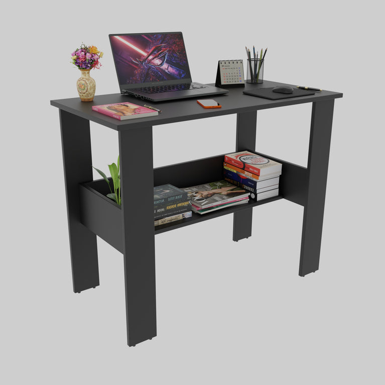SPYDER CRAFT Genesis Engineered Wood Study Table with Storage Shelf | Modern Computer Desk for Home & Office