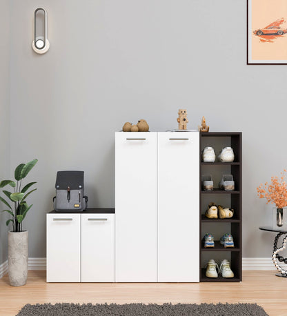 SpyderCraft Louis Shoe Rack – Elegant Shoe Storage Cabinet with Multi-Level Shelving for Modern Homes| Color: White and Wenge Brown|