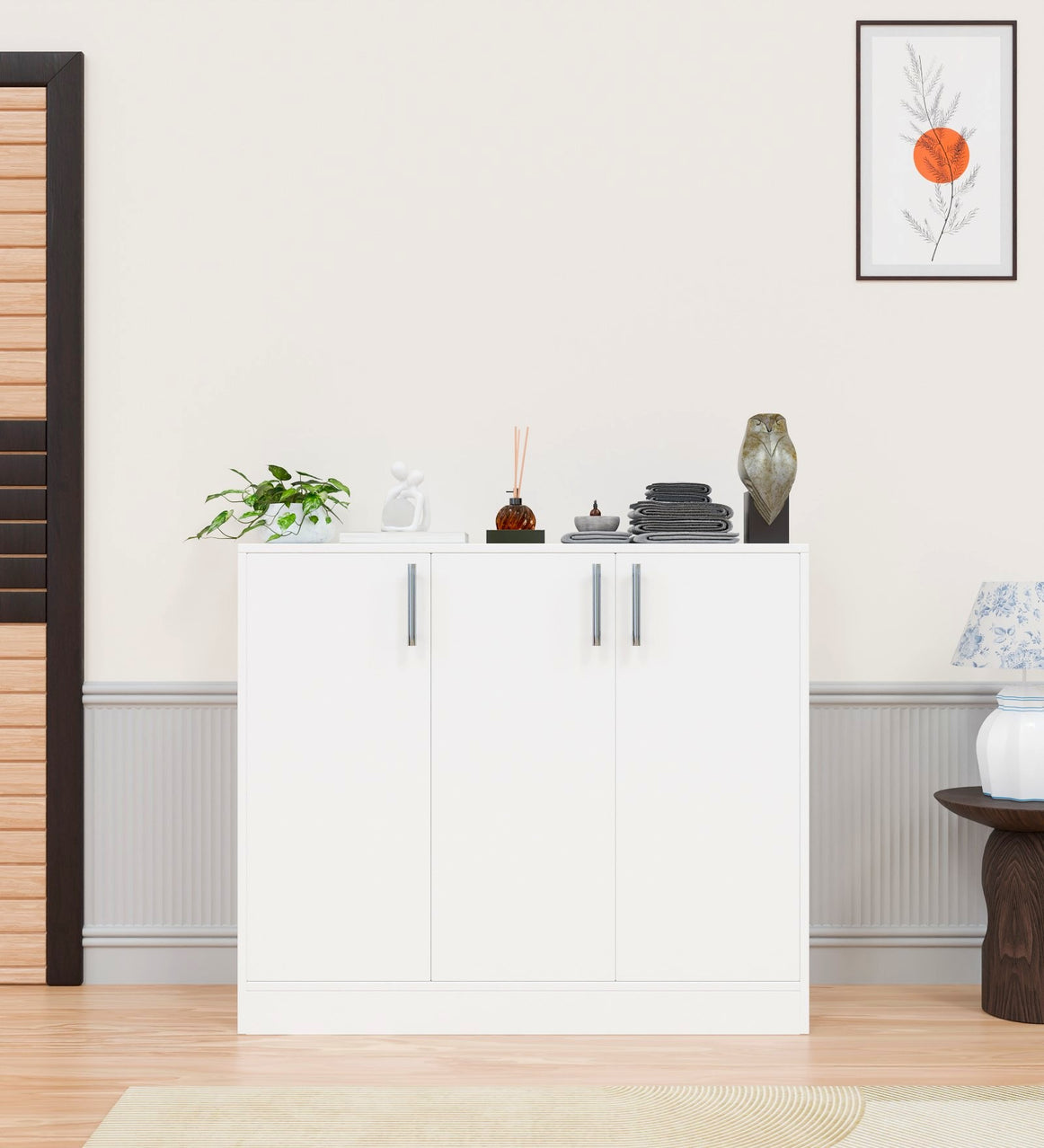 Spyder Craft Buffet Cabinet with Storage, Accent Storage Cabinet with Doors and Shelves, Sideboard Cabinet for Kitchen, Living Room, Color - White  3-Door