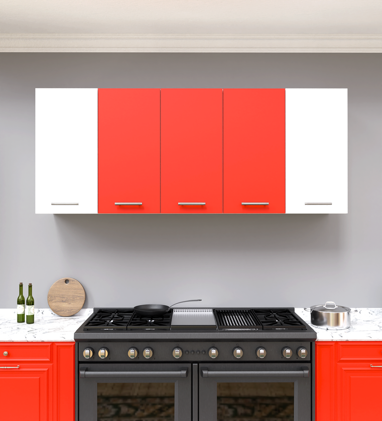 Spyder Craft 5 Door Matte Finish Matrix Kitchen Cabinet for Office|Hall |Kitchen Wall Mounted Cabinet for Kitchen |Living Room| Color:- White & Red|| Assembly-DIY (Do-It-Yourself)